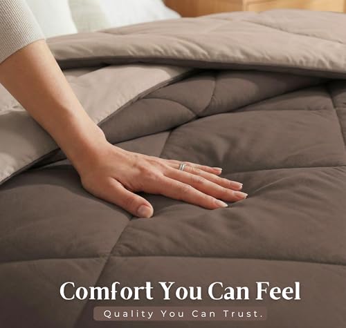 Image of VAS COLLECTIONS Double Size Cotton Reversible Comforter (228x254 cm) | 220 GSM Soft & Breathable AC Quilt | Lightweight All Season Bedding for Double Bed (Espresso Brown)