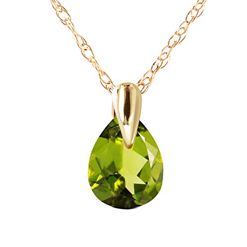 Galaxy Gold GG Genuine 14k Solid Gold Necklace with 0.68 Carat (CTW) Natural Peridot