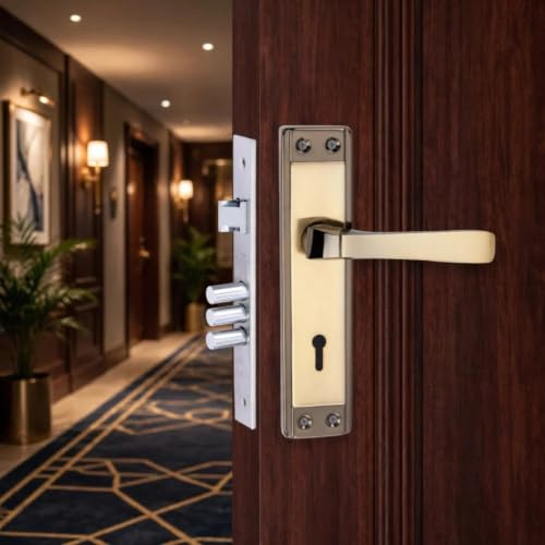 Image of Milton Mortise Lock Set with Lock Handle, Finish, Black Gold Finish, 7 Inch, MHI-539