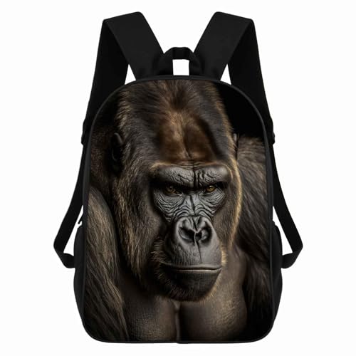 Western Lowland Gorilla Backpack Casual Daypack Wild Animal Print Laptop Bag Bookbag for Work Travel Hiking 17 Inch Style 1