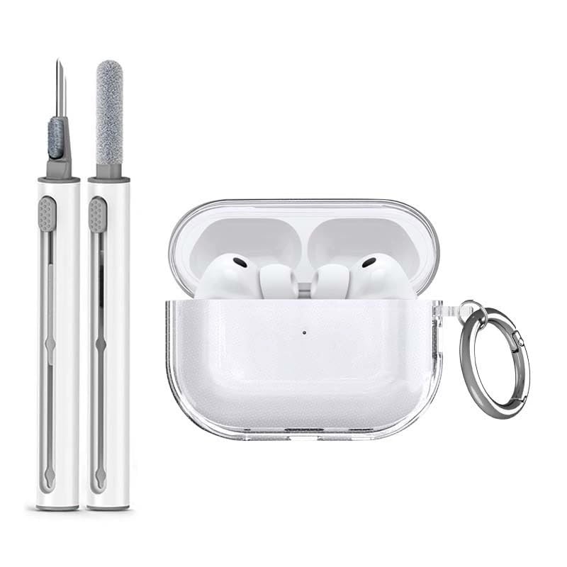 Capa para AirPods Pro 3 2025 - Silicone e TPU Macio para Apple AirPods Pro 3ª Geração, com Kit de Limpeza, Compatível com Carregamento USB-C e Sem Fio, Capa Transparente Unissex (Blanco)
