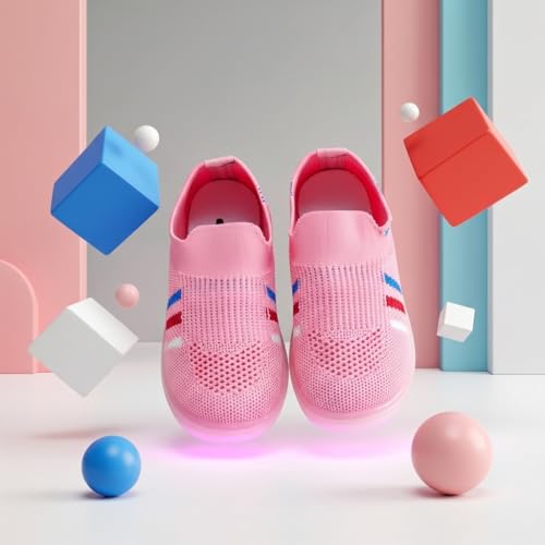 Image of Jugnu Toddler Boy's & Girl's LED Light-Up Shoes | Breathable Mesh First Walking Shoes with Soft Cushioned Insole & Stretchable Slipon Shoe for Infants & Kids (Age 18 Months to 5 Years)