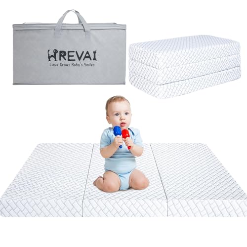 Image of Pack N Play Mattress Trifold High Density Soft & Foam Memory Foam | Portable with Removable Cover, Travel Bag