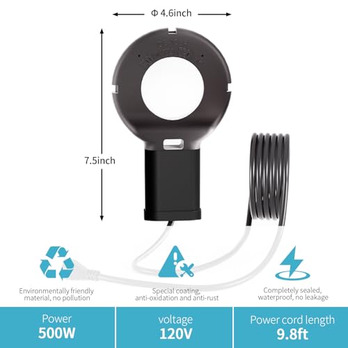 image for COICOTTC 2Pack 500 Watt Pond De-Icer with Thermostat, Cast Aluminum Su