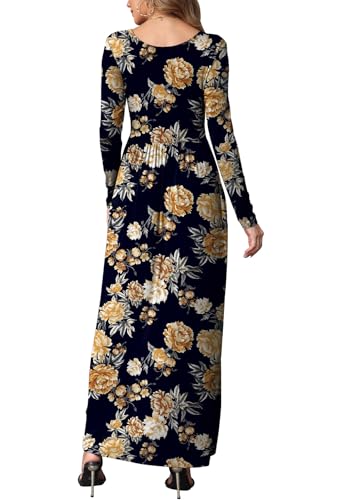 Image of EUOVMY Women's Long Sleeve Loose Maxi Dresses Casual Long Dresses with Pockets