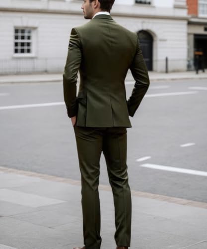 Mens Double Breasted Suit 2 Piece Slim Fit Wedding Suit for Men Peak Lapel Blazer Prom Formal Suits Set3