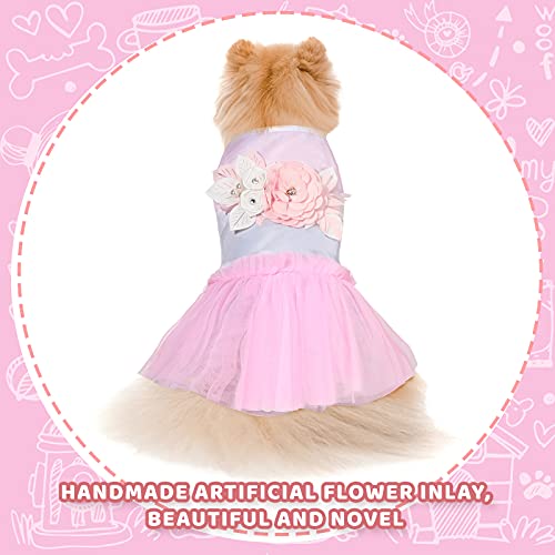 2 Pieces Spring Summer Pet Dog Dresses Lovely Puppy Skirt Flower Lace Skirt Cute and Elegant Princess Tutu Dog Dress for… - Image 2
