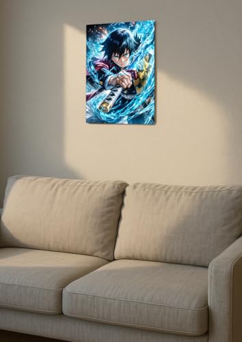 Image of NIJUKA Anime Printed A4 Size Metal sheet Poster For Home And Room Decoration | For Anime Art Fans Boys And Girls (Giyu Tomioka Water Hashira)