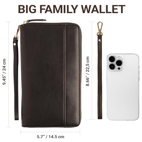 Image of Travel Document Organizer - RFID Passport Wallet Case Family Holder Id Wristlet