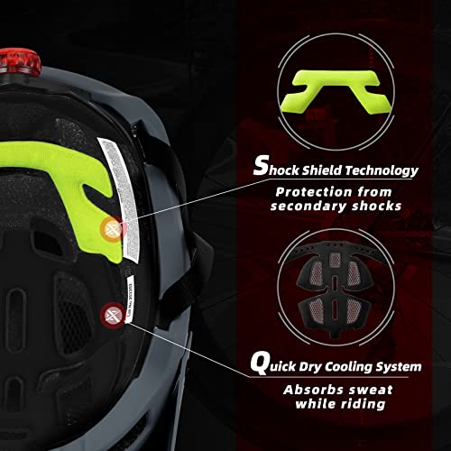 Extremus Aerolander Mountain Bike Helmet, Certified Bike Helmets For Adults Men Women, One-Piece Construction Road Cycling Helmet, Mtb Lightweight Bicycle Helmet With Visor & Safety Rear Light #TOP1