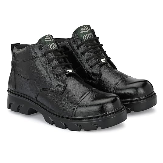 Industrial Safety Shoes for Men Steel Toe Light Weight Geniune Leather Black