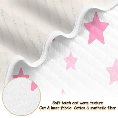 Custom Pink Star Baby Swaddle Blanket Breathable Personalized Logo Monogrammed Blankets for Nursery Stroller Crib 30x40in mantitas para Bebes recien nacidos2