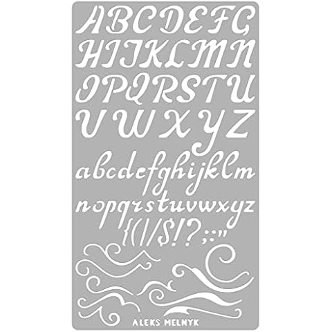 Aleks Melnyk #34.2 Metal Stencil for Bullet Journaling, Planning, Drawing, Metal Letters Stencil for Engraving, Alphabet, Small Number, Letting, Habit Tracker, Stencil for Diary, Template, Scrapbook Cover