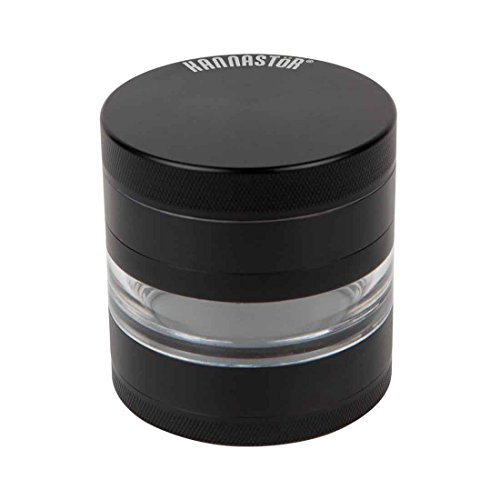Kannastor Black Series Herb Grinder with Jar & Sifting Screen (2.5 Inch)