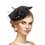 Zinniday Small Kentucky Pillbox Hats - Vintage Black Derby Fascinator with Veil Headdress Topper Hat Costume for Lady Women Girls Halloween Renaissance Masquerade Dress Up