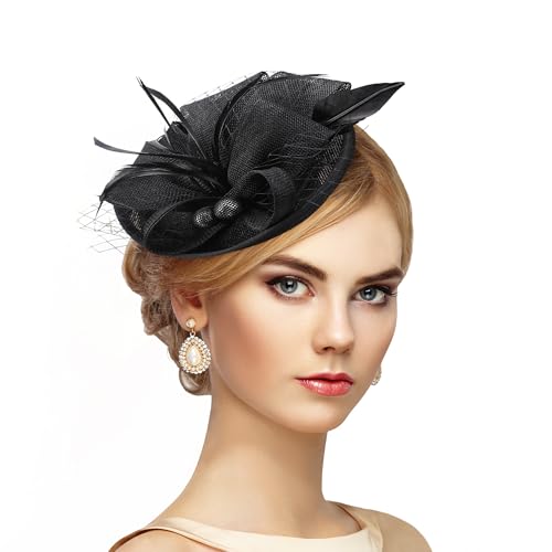 Zinniday Fascinator Tea Party Hat - 2026 Derby Pillbox Kentucky Hat for Women (7.87x5.9inch)