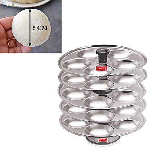 HAZEL Stainless Steel Medium Idli Plate with Stand, 5-Rack Plates, 25 Idlis