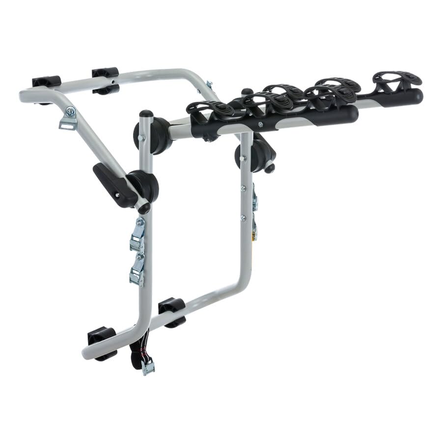 BBROS Portabici Posteriore | 3 Biciclette | 45kg | Assemblato | Gommino Salva Bici | Compatibile Auto | Pieghevole