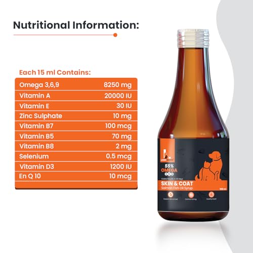 LICKICIOUS Skin & Coat Syrup with 55% Salmon Fish Oil, Omega 3 6 9 - 200ml
