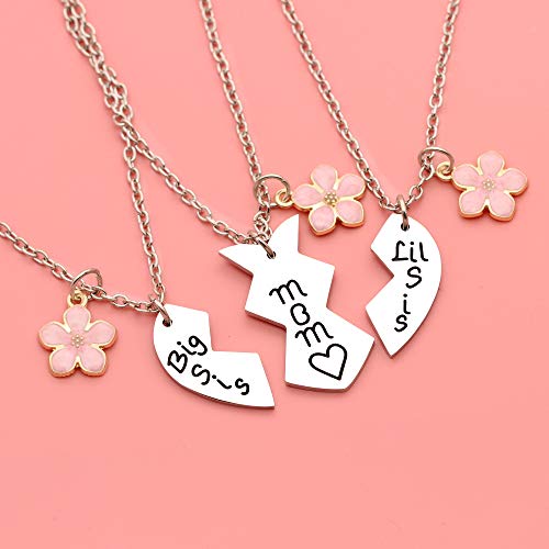 Maxforever 3Pcs Mother Daughter ,Mom Big / Lil Sis Pendant Necklaces Birthday Mother's Day Chirstmas Gifts4