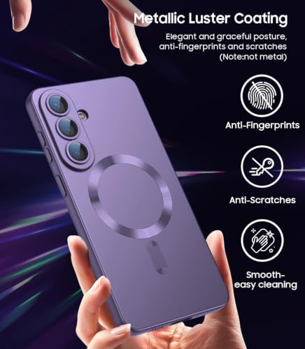 Image of DIZORO Compatible with Samsung S26 Case, Compatible with Mag Safe, Matte Luxury Metallic Luster Flexible TPU Wireless Charging Shockproof Case with Camera Protector Desert Violet