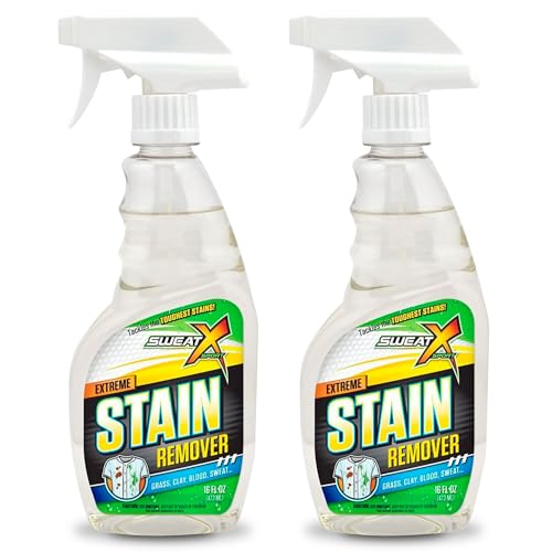 SWEAT X Extreme Stain Remover Spray for Clothes - Professional Laundry Stain Remover Spray for Performance Fabrics & Activewear - Powerful Stain Treater & Spot Remover for Clothes - 16 oz (2 Bottles)
