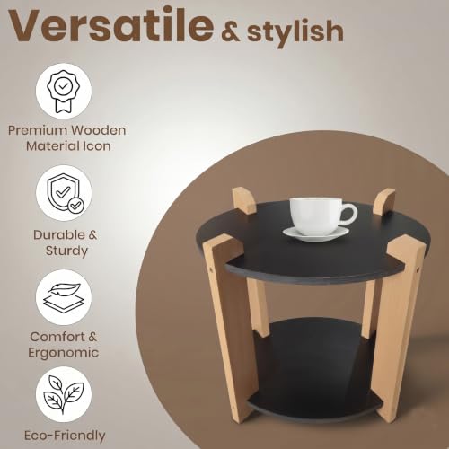 Image of Modern Oval Side Table, Home Decor for Living Room, Bed Side Tables for Bed Room, stools for Home, Furniture for Home, 2-Tier White Shelves