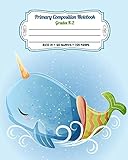 Primary Composition Notebook Grades K-2: Full Page Handwriting Practice Paper With Dashed Midline | Kawaii Mermaid Dolphin