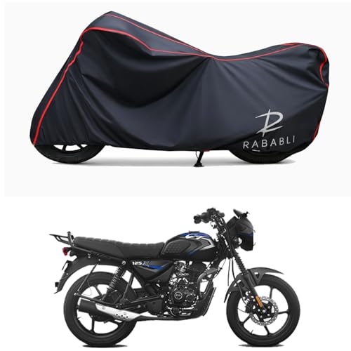 Image of Waterproof Bike Body Cover Compatible for | Bajaj CT 125X | Taffeta Fabric, Red Piping Design, Bottom Elastic Fit | Dustproof, Sun UV & Rain Protection for All Bikes