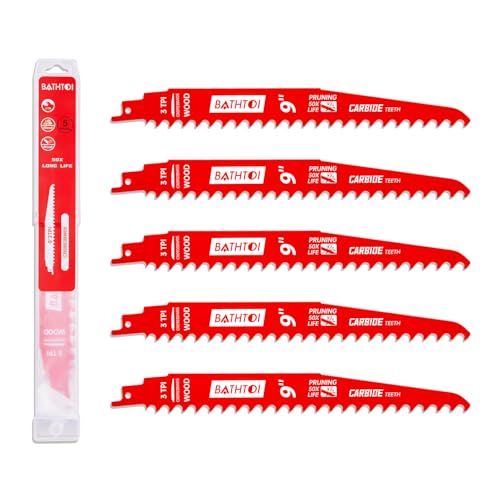 5 Pack 9 Inch 3 Tpi Carbide Reciprocating Saw Blades for Wood Cutting and Tree Trimming, Pruning Sawzall Blades with Carbide Tipped Teeth for Longer Life and Faster Cutting Speed