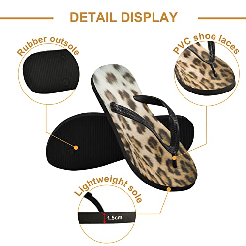 Brown Cheetah Leopard Womens Flip Flops Animal Skin Print Summer Beach Sandals Casual Thong Slippers Comfortable Shower Slippers Non Slip Water Sandals shoes XL2