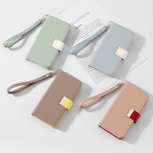 Kahper for iPhone 16e ケース 手帳型 可愛い いphone16e ケース 手帳型 おしゃれ アイフォン16e 財布一体型 スマホケース iPhone 16e ストラップ付き 軽量 衝撃吸収 上質な手触り PUレザー 全面保護 擦り傷防止 防塵 iPhone 16e 携帯カバー マグネット式 スタンド機能 カード収納 大人 女性 人気 6.1インチ（グリーン）