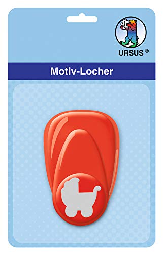 Ursus 19470065 - Motivlocher mit Hebel klein, Kinderwagen, rot, ausgestanztes Motiv ca. 16 mm, aus Kunststoff mit Metallstanze, geeignet für Grammaturen von 160 220 g /qm