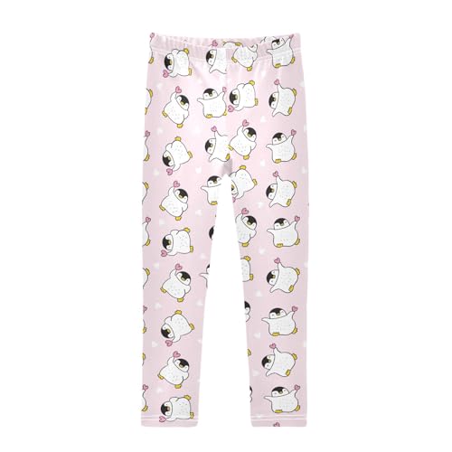 ZZKKO Girls Leggings Cute Cartoon Penguin and Heart Toddler Girls Clothes Leggings for Girls Toddler Girls Leggings 3-4T
