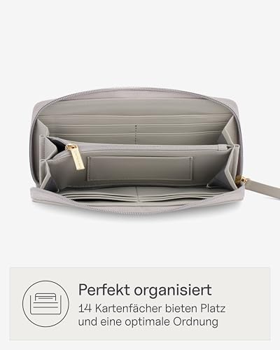 Kapten & Son Geldbörse Damen | Bergen Pro Wallet Large Greige | Damen Portemonnaie Groß Grau | Geldbeutel mit 14 Kartenfächern & Kleingeldfach | 10x 20x3 cm – Bild 4