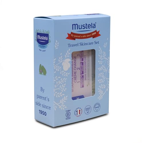 Image of Mustela Baby Travel Skincare Set - Diaper Rash Cream (50ml), Gentle Cleansing Gel (100ml), Hydra Body Lotion (100ml) - Gentle, Safe & Natural Care for Sensitive Baby Skin