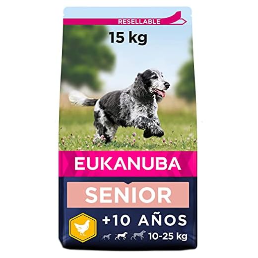Eukanuba Alimento seco para perros viejos de razas medianas con pollo 15 kg