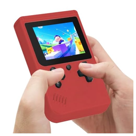Febotak Handheld Spielkonsole,3 LCD-Bildschirm,Retro Handheld Konsole Mit 500 Klassischen Fc Spielen,Retro Game Console Für Zwei Spieler Spiele Und TV-Ausgang,Kinder Und Erwachsene - red