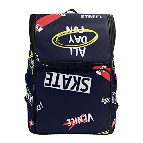 LISNIANY Mochilas Escolares Dibujado Elementos De Skate Patrones Sin Fisuras Patín Bolsas