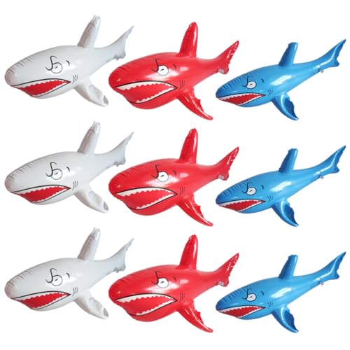 Jouets requin gonflables lot de 9 en PVC multicolore pour décoration anniversaire enfant