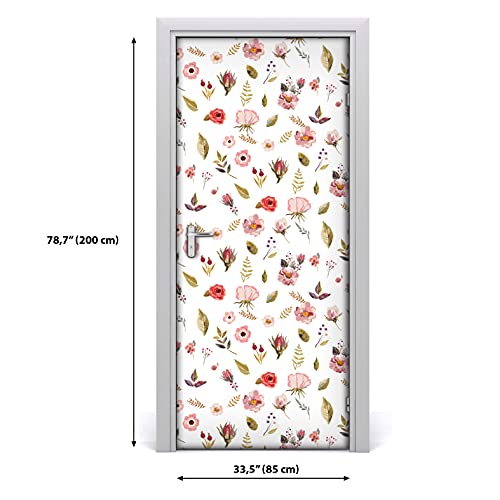 Sticker de porte pour masquer les rayures papier peint fleurs de champ - 3