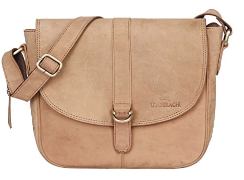 LEADERACHI Brown Hunter Leather Crossbody Sling Bag For Womens.