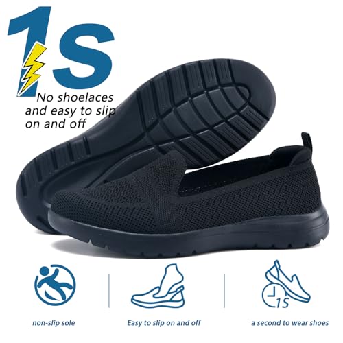 Image of Buyrew Loafers for Women - Comfortable Mesh Knit Slip On Walking Shoes with Arch Support - Dressy Business Casual Work Flats for Standing All Day - Lightweight Breathable Penny Loafers