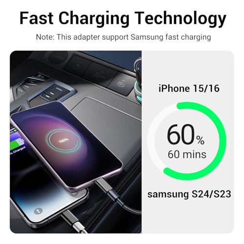 Temdan 4 Pack Lightning to USB C Adapter for iPhone 15/16 Pro/16 Pro Max/Plus,Samsung S24, Serial Adapter,Type C Charger Connector Cable,for iPhone 16/15 Charger,iPhone 16/15 Accessories - Black