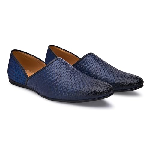 Image of San Frissco Men's Embroidered Mojaris Casual Slip-On Shoes | Soft Cushioned Footbed Insole with TPR Sole | Stylish Lightweight Jutti Perfect for Party Weddings Festive Season