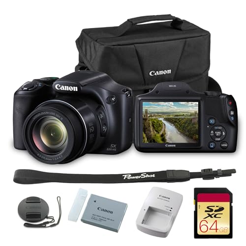 Canon PowerShot SX530 HS Digital Camera | 16MP CMOS Sensor, 50x Optical Zoom & Full HD Video | Superzoom Camera for Travel & Family Photography (9779B001) + Canon EOS 200ES Bag + 64GB Memory Card