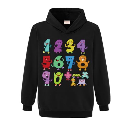 Kiamseay Numbers Day Kids Hoodie Felpa con cappuccio Ragazzi Ragazze Cotone Top Math Pullover, Nero , 11-12 Years