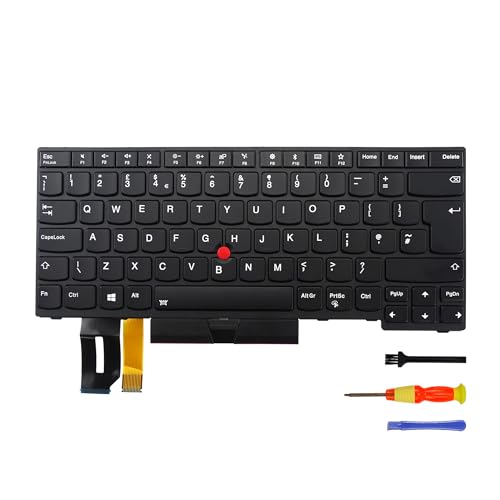 Replacement Keyboard with Backlit for Lenovo Thinkpad E480 E485 T480S T490 T495 L380 L390 L480 E490 E495 R480 R490 S2 3rd Gen S2 2nd Gen S2 5TH GEN(UK English, Black)