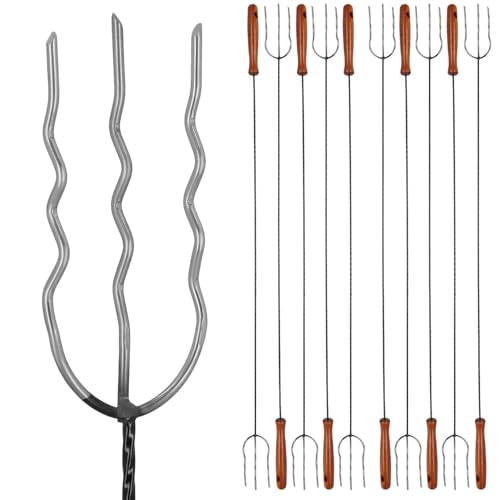 Brochette de barbecue en acier inoxydable avec manche en bois durable