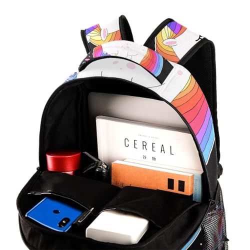 Sac à dos d'école licorne multicolore pour adolescents et filles - 4